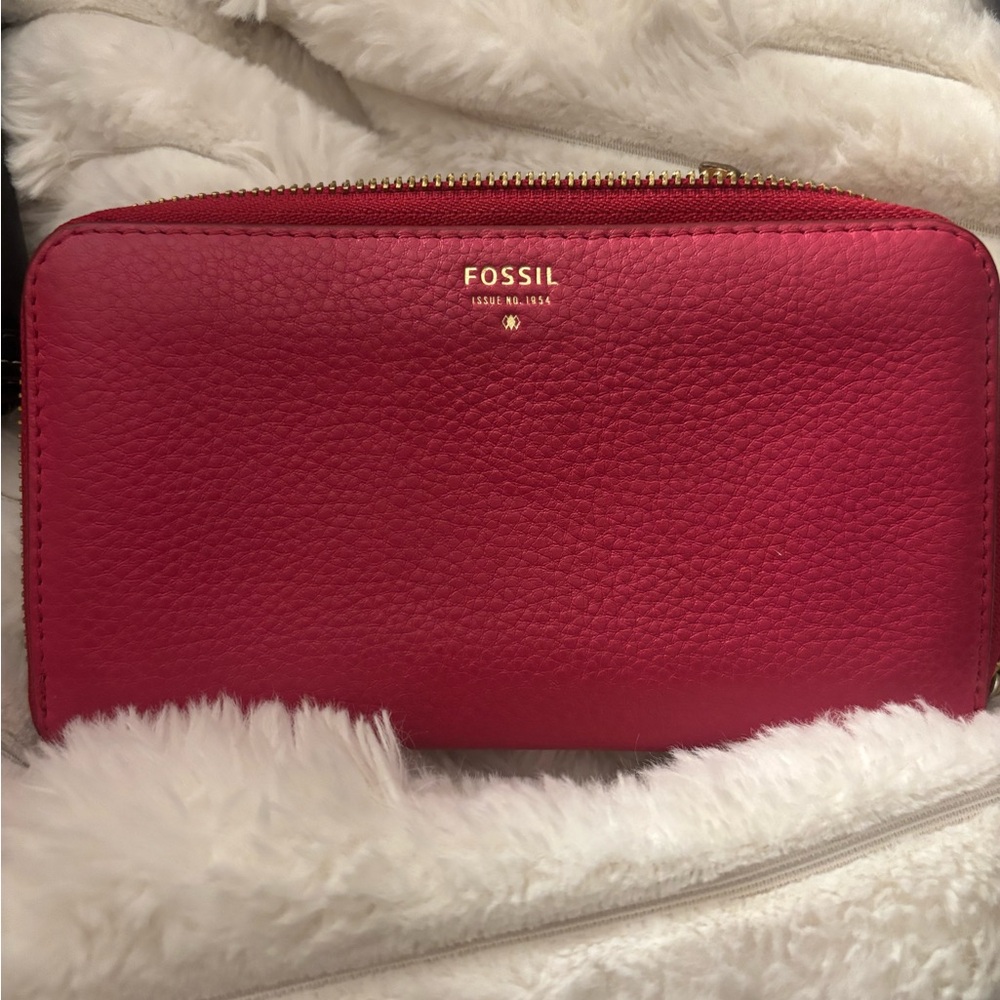 Fossil Vibrant Pink Leather Wallet
